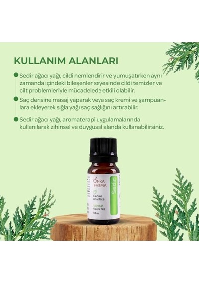 Sedir Uçucu Yağ%100 Doğal Saf Katkısız Aromaterapi Cilt Bakım Yağı Buhurdanlık Kokusu 10 Ml Diğer