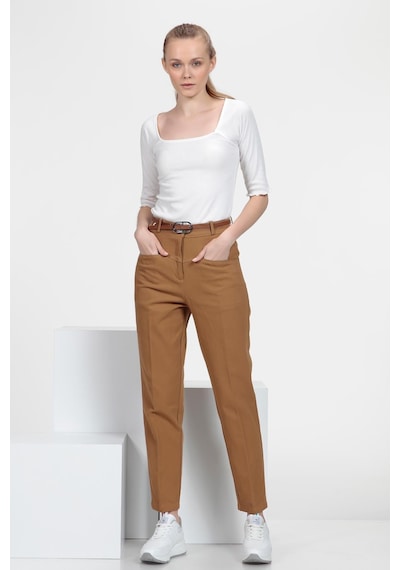 Cigarette Fit Pantolon Koyu Camel