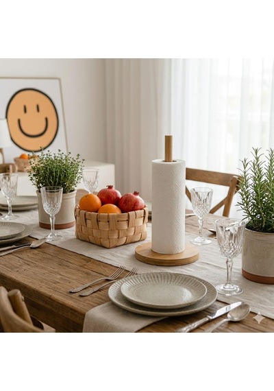 Paçi Bambu 12 Cm Yuvarlak Havlu Peçetelik Ahşap