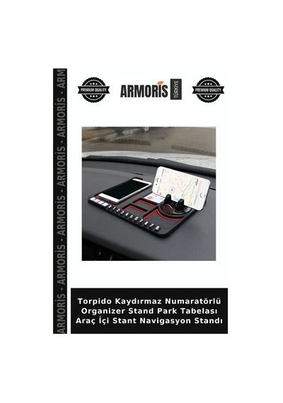 Torpido Kaydırmaz Numaratörlü Organizer Stand Park Tabelası Araç İçi Stant Navigasyon Standı
