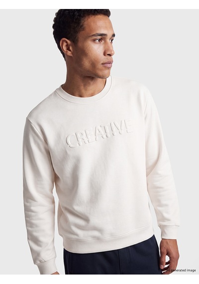 Lcw Vision Gri Bisiklet Yaka Baskılı Erkek Kalın Sweatshirt