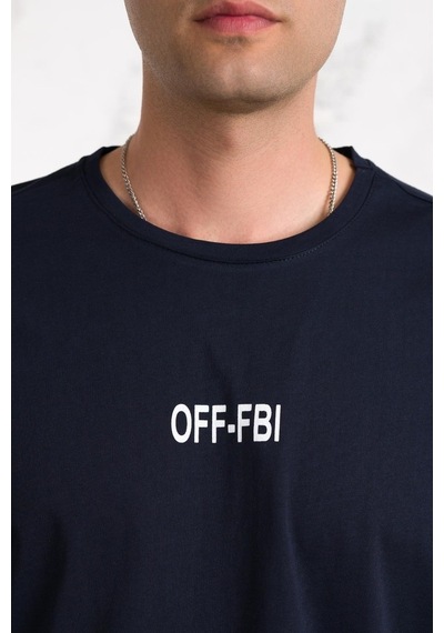 Oversize Önü Baskılı Pamuklu Basic Erkek Penye T-Shirt