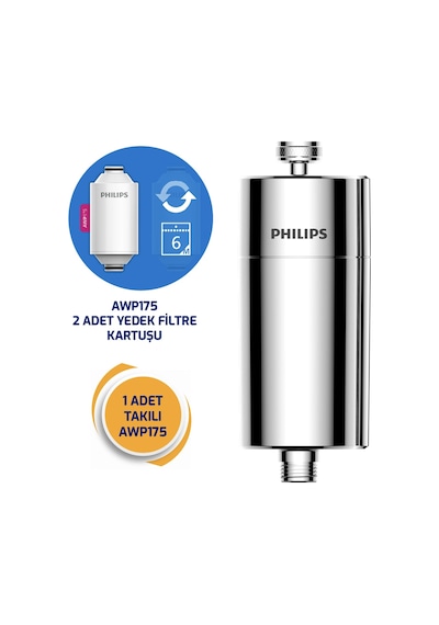 Philips Duş Filtresi Cilt ve Saç Dostu Awp1775P3ch Krom (3'lü Set)