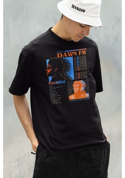 Sevbano 103.5 Dawn Fm Tracklist The Weeknd Baskılı Unisex Oversize Rapper Siyah