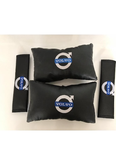 Volvo Nakışlı Deri Oto Boyun Yastığı Ve Kemer Pedi