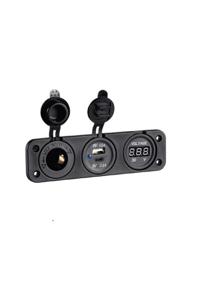 Sealux Marine Şarj,usb,type C Soketi, Voltmetre,12v Siyah