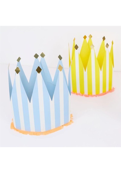Meri Meri - Striped Party Crowns - Çizgili Parti Taçları - 8 Adet Çok Renkli