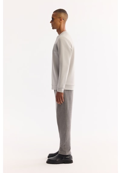 Avva Erkek Siyah Bisiklet Yaka Pamuklu Bi-stretch Baskılı Regular Fit Sweatshirt A52y1215 Gri