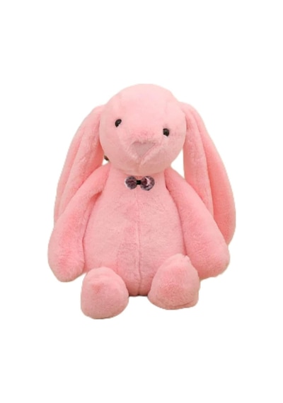 Uyku Arkadaşım Papyonlu Uzun Kulak Bunny Peluş Tavşan 65 Cm Pembe 001 - Beyaz
