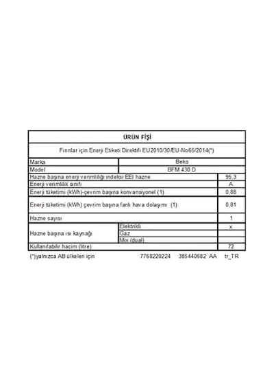 Beko BFM 430 D 72 LT Ankastre Fırın
