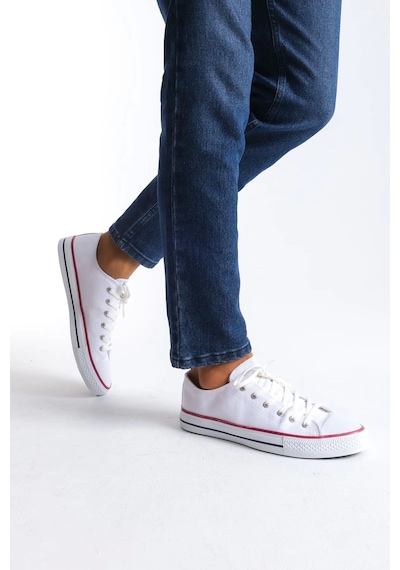 Jy0422 Luke Bağcıklı Keten Kumaş Erkek Günlük Sneaker Ayakkabı Kbt - Beyaz Beyaz