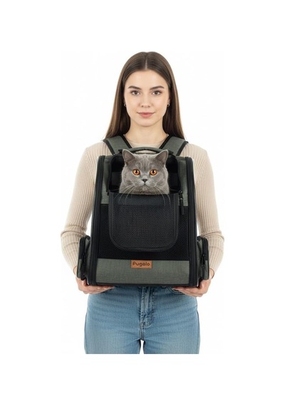 Airmove Premium Kedi Köpek Taşıma Çantası, Silinebilir, Yırtılmaz Fileli, Bükülmez Gövde, Sırt Çantası Tipi Gri