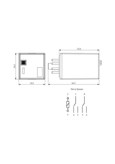 Emas Re1p08dc012 Röle 2 Kontak 8 Pin 12 V Dc
