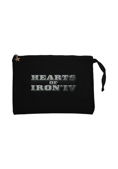 Hearts of Iron IV Silver Logo Siyah Clutch Cüzdan / El Çantası Siyah