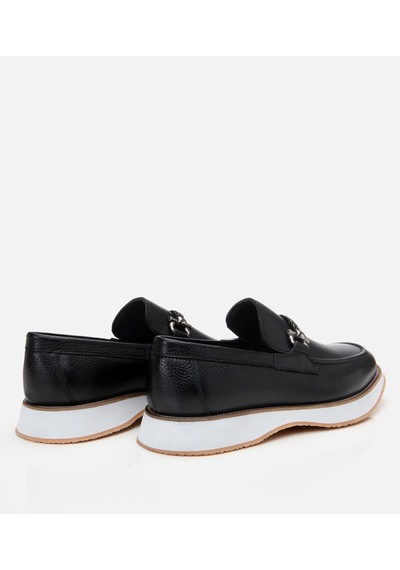 Hotiç Erkek Deri Siyah Spor Tabanlı Klasik Loafer
