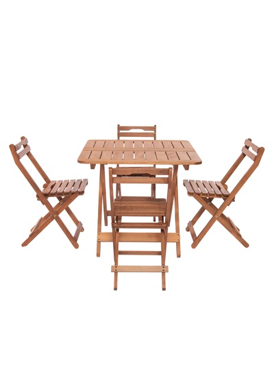 Modermo 4 Kişilik Katlanır Masa & Sandalye Seti - 80x80 Cm Grup K Ceviz