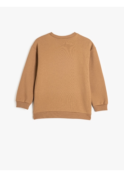 Koton Basic Sweatshirt Uzun Kollu Bisiklet Yaka Kahverengi 5wkb10071tk Kahve