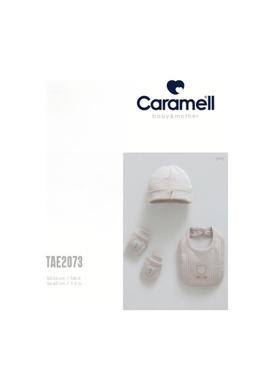 Caramell My Baby Kumsal 4lü Takım Aksesuar Eldiven Önlük Bere Hello Forest 2073 Gri Gri