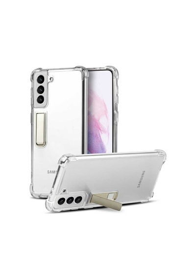 Galaxy S21 Uyumlu Csk Zore Standlı Süper Silikon Kılıf-renksiz