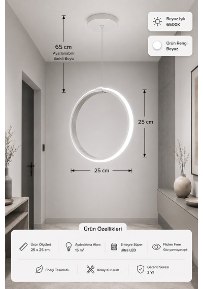 Raven Led Sarkıt Avize Beyaz Işık