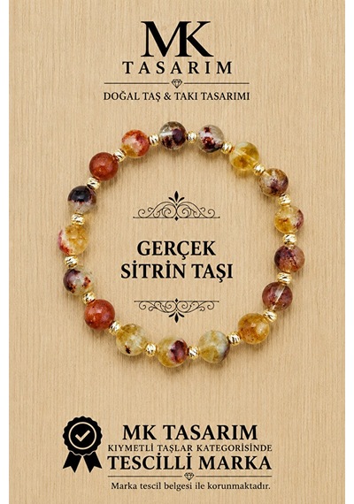 Gerçek Sitrin Bileklik Mk.7000.836- Rahatlık-dinginlik-enerji- Stres Bilekliği Çok Renkli