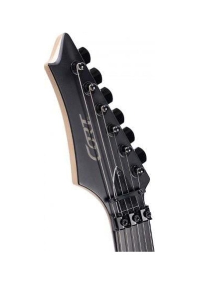 Cort X500 Menace-bks Elektro Gitar - Black Satin Profesyonel/metal Neck-thru Sap-gövde Birleşimi, Seymour Duncan Sentient & Nazgül Manyetikler, Floyd Rose 1000 Köprü Ve Agresif Metal Tonları