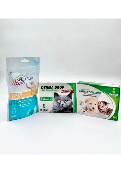 Kediler İçin Ensedamla + Ağız Damlası + Peynirli Vitamin Tablet