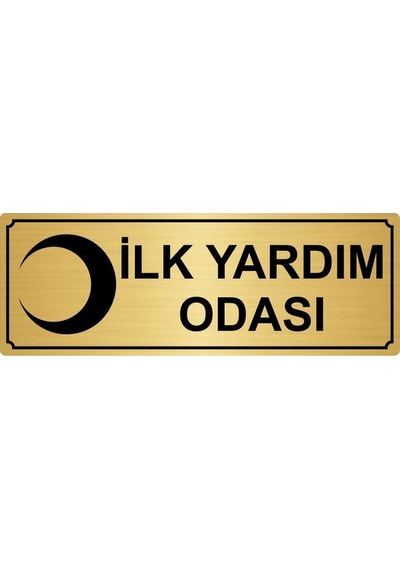 Altın Metal İlk Yardım Odası Yönlendirme Levhası 7cm X 20cm
