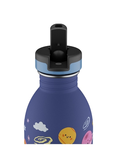 Kids Bottle Space Friends Pipetli Paslanmaz Çelik Çocuk Su Matarası 500 Ml Mor