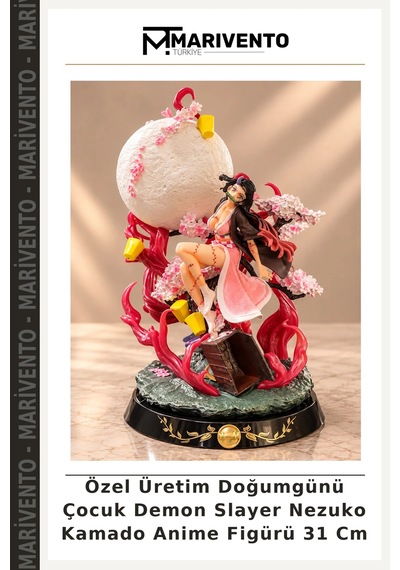 Özel Üretim Doğumgünü Çocuk Demon Slayer Nezuko Kamado Anime Figürü 31 Cm