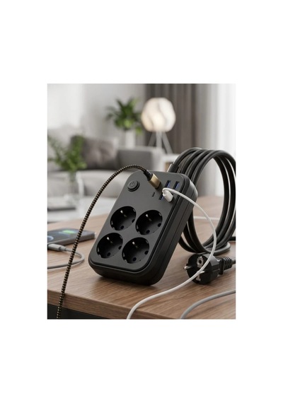 Akım Korumalı Çoklu Priz 4 Usb 2 Type C 4 Priz Güvenli Ve Hızlı Şarj Renkli 1 - 10 M