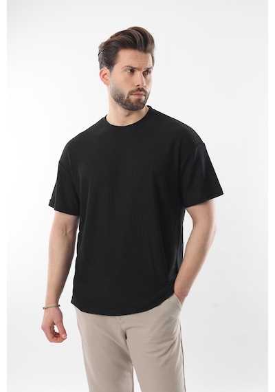 Madmext Siyah Bisiklet Yaka Erkek T-shirt E7127 Siyah