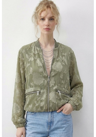 Shade Kadın Fermuarlı Şifon Empirme Oversize Ceket 2913 60286024 - Çağla Yeşili