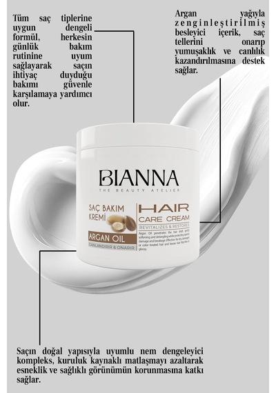 Binna Argan Yağlı Canlandırıcı Ve Onarıcı Saç Bakım Kremi 500 ML