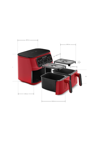 Karaca Air Pro Cook Duo Superfresh Kırmızısı 4+4 L 8 Kişilik Airfryer Fritöz