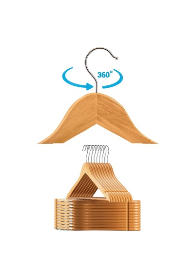 Ceket Askısı 44 Cm Masif Ahşap Gold Kancalı Takım Elbise Askısı Ev Tipi 3 Adet Diğer