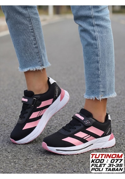Papucumun Dünyası Tutinom Unisex Çocuk Spor Ayakkabı Kız Ve Erkek Siyah - Pembe
