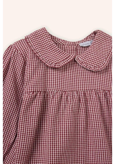 Defacto %100 Pamuk Pötikareli Poplin Gömlek Kız Bebek G8135a526spbr229 Bordo-br229