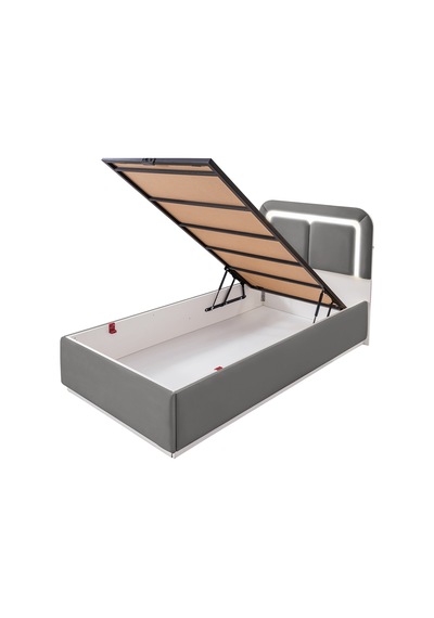 Demonte Baza Seti, Nox Ledli Tek Kişilik Baza Başlık Seti - İkili Set, Gri - 100x200 Cm 100 x 200