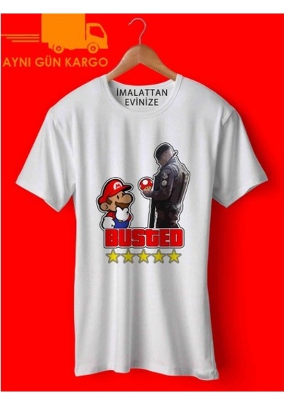 Mario Busted Baskılı Tişört Tshirt Ücretsiz Kargo