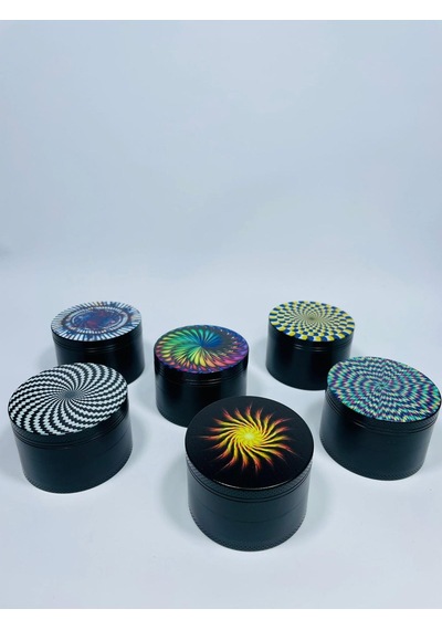 Tobaccoturk724 Optik İlizyon Desenli Metal 4 Parça Grinder Tütün Öğütücü 63 MM
