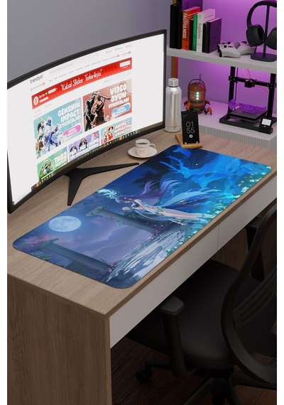 Lauma Genshin Impact Anime Oyuncu V4 - 90x40 Xxl Gaming Mouse Pad Fare Altlığı