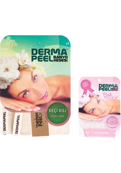 Dermapeel Keçi Kılı Banyo Kesesi + Pink Touch Yüz Kesesi Beyaz
