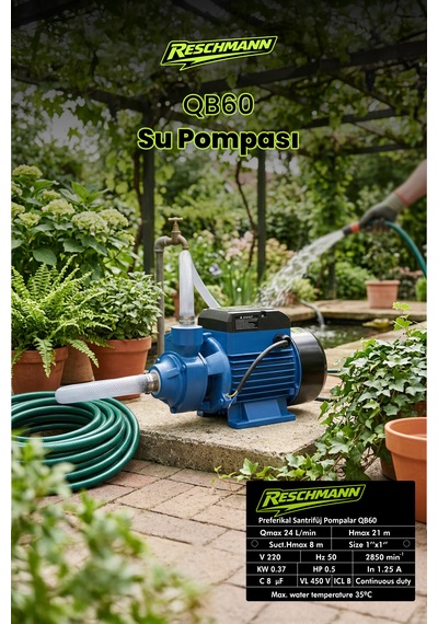 Reschmann R-qb60 Micro Vortex Pompa Su Pompası 0.5 Hp 1 Inc