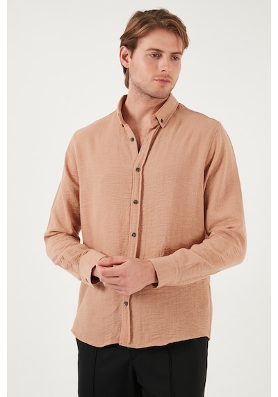 Buratti Regular Fit Uzun Kollu Düğmeli Yaka Erkek Gömlek Cf25S116777 Kahve