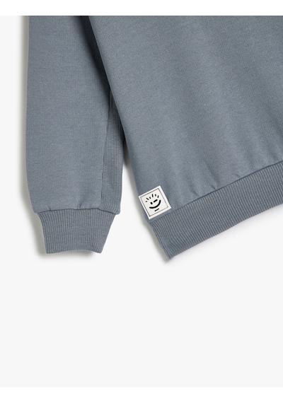 Koton Basic Sweat Uzun Kollu Şardonlu Pamuklu Mavi 5wmb10063tk Mavi