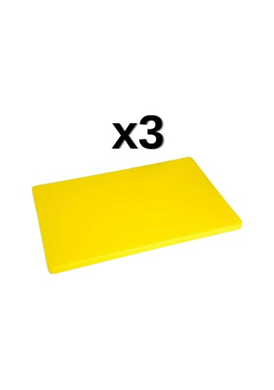 3'lü Türkay 50x30x2 Cm Polietilen Kesme Tahtası Kesim Levhası Sarı 4733