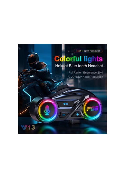 Hubrendy Kargo Y13 Motor Kask Kulaklık Rgb Modlu Radyolu Motosiklet Kulaklık 5.3 Bluetooth Intercom