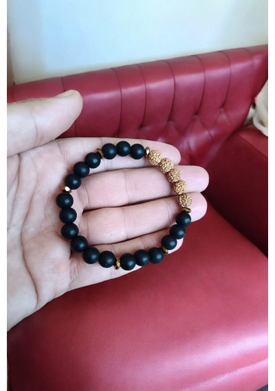 Rudraksha Bileklik Mat Oniks Taşı Bileklik Orijinal Gerçek Doğal Taş Erkek Bileklik Kadın Bileklik Rudraksha Bileklik Rudraksha Bileklik