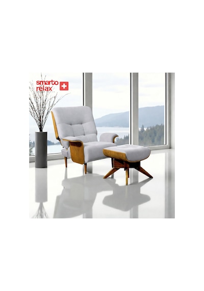 Smarto Genova Sabit Ergonomik Ekru Polyester Kumaş Tv Koltuğu Berjer Baba Koltuğu Beyaz